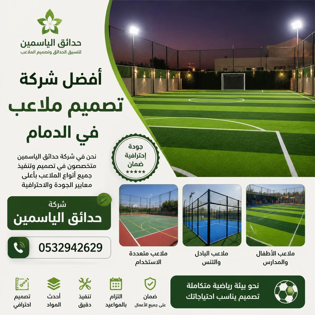 أفضل شركة تصميم ملاعب في الدمام 0532942629 شركة حدائق الياسمين