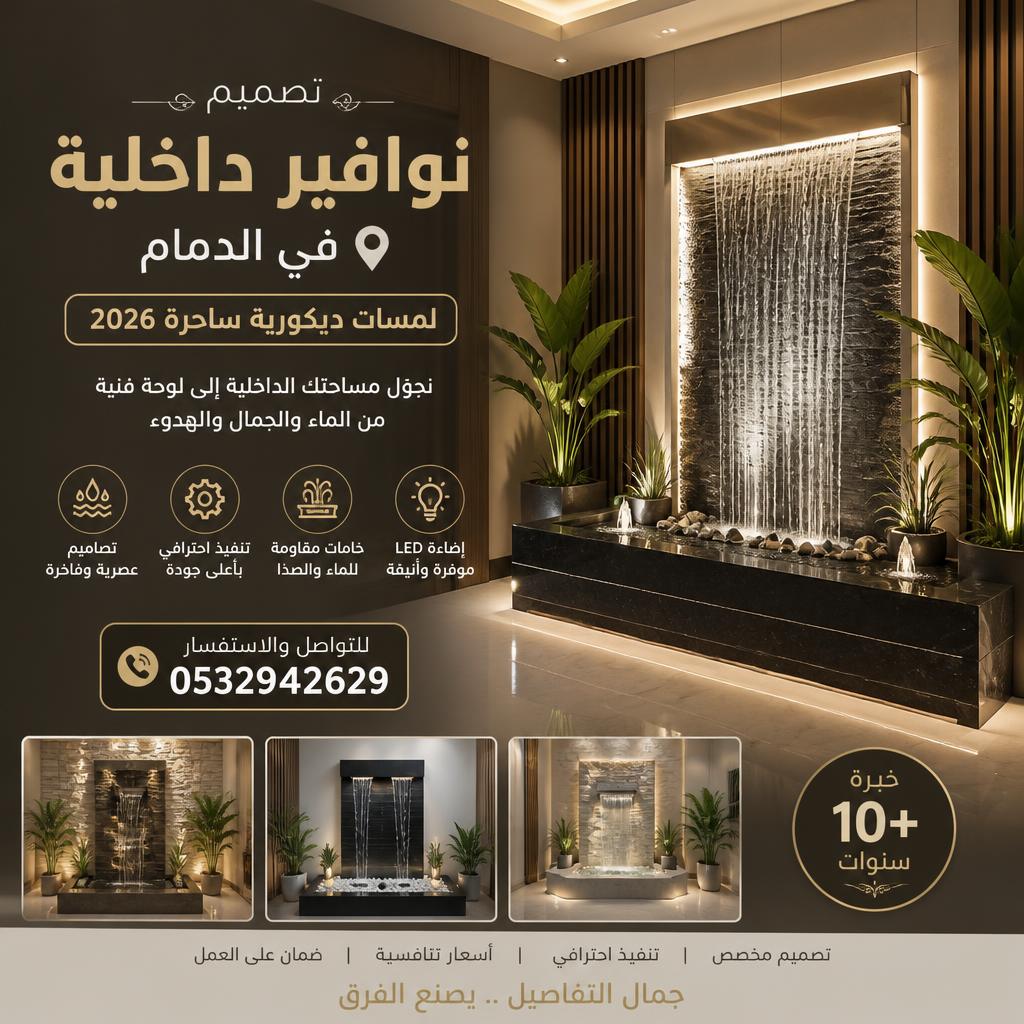 تصميم نوافير داخلية بالدمام 0532942629 | لمسات ديكورية ساحرة 2026 2 تصميم نوافير داخلية بالدمام 0532942629 | لمسات ديكورية ساحرة 2026
