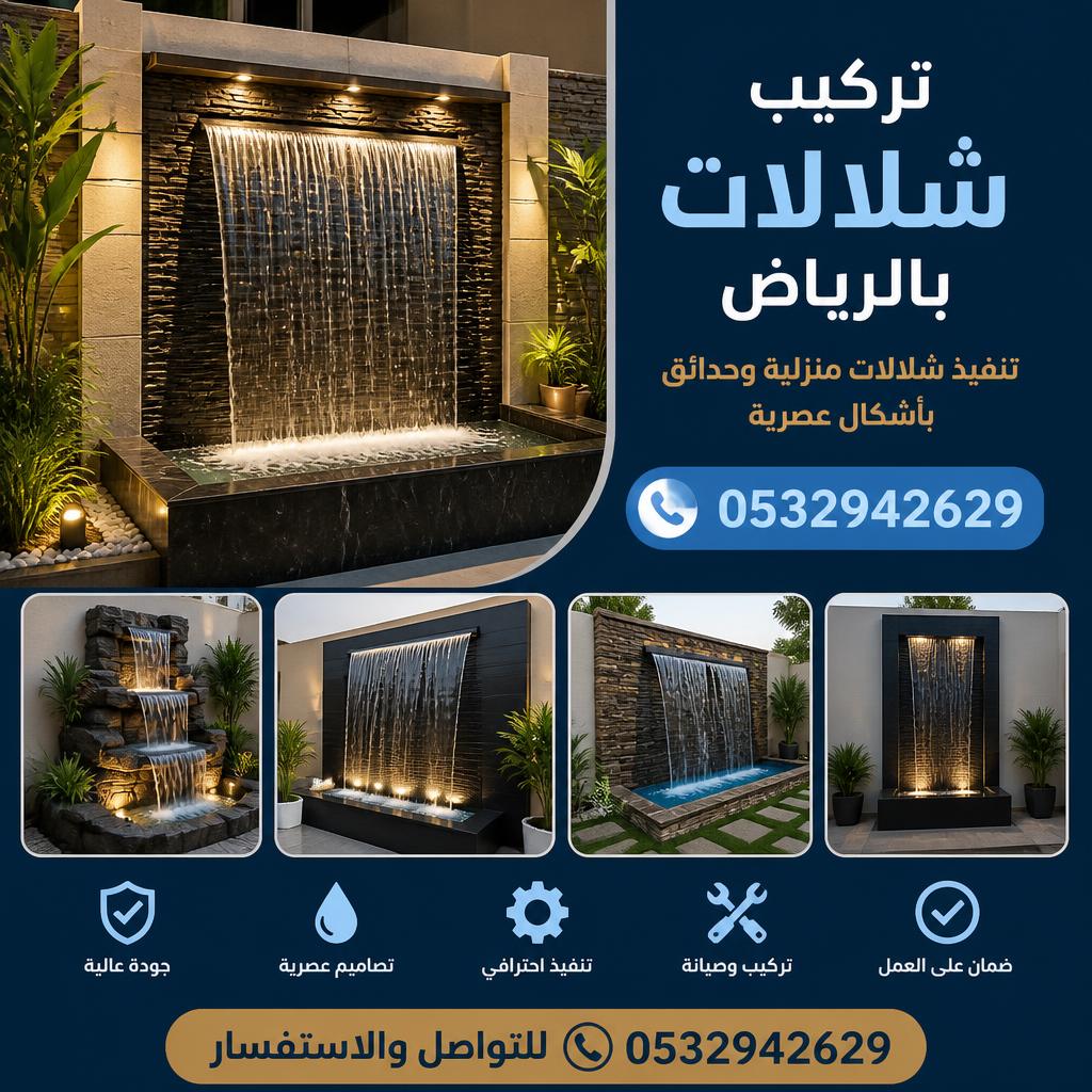 تركيب شلالات بالرياض 0532942629 | تنفيذ شلالات منزلية وحدائق بأشكال عصرية