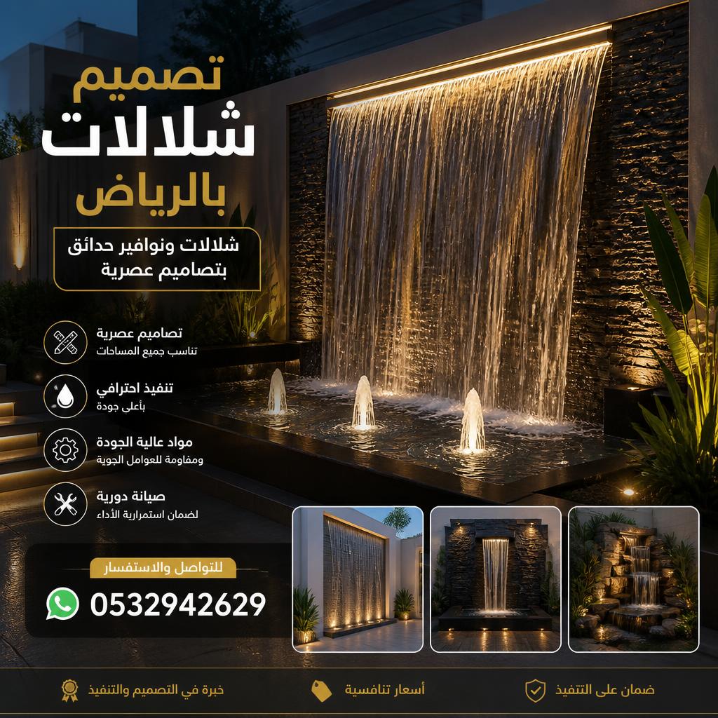 تصميم شلالات منزلية بالرياض 0532942629 | شلالات عصرية وفاخرة للحدائق والأحواش