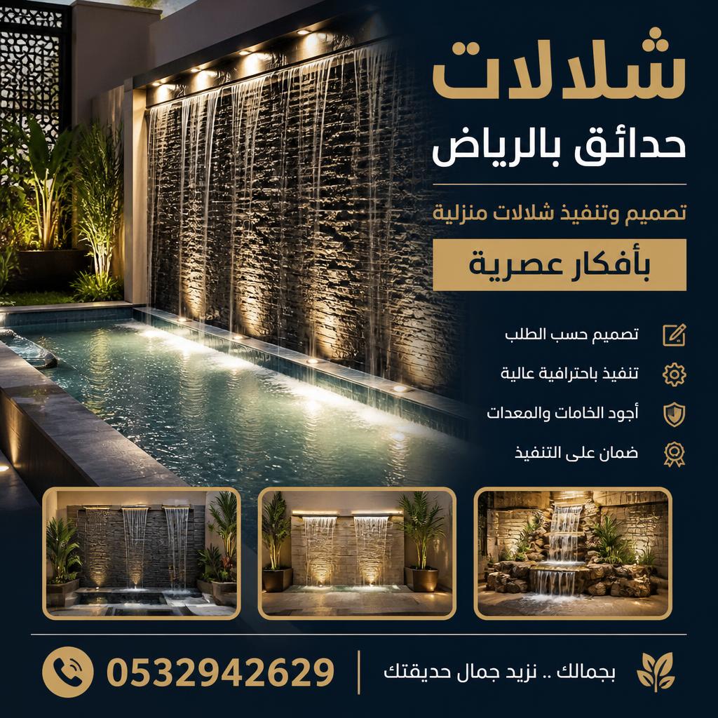 شلالات حدائق بالرياض 0532942629 | تصميم وتنفيذ شلالات منزلية بأفكار عصرية