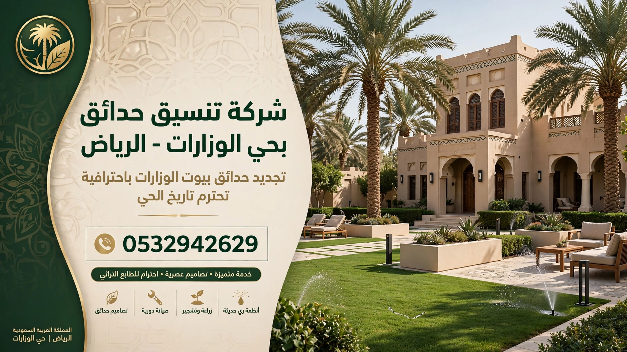 شركة تنسيق حدائق بحى الوزارات الرياض 0532942629 – تجديد حدائق بيوت الوزارات باحترافية تحترم تاريخ الحي