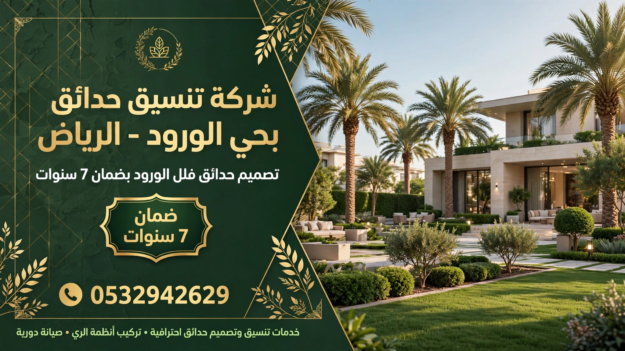 شركة تنسيق حدائق بحى الورود الرياض 0532942629 – تصميم حدائق فلل الورود بضمان 7 سنوات