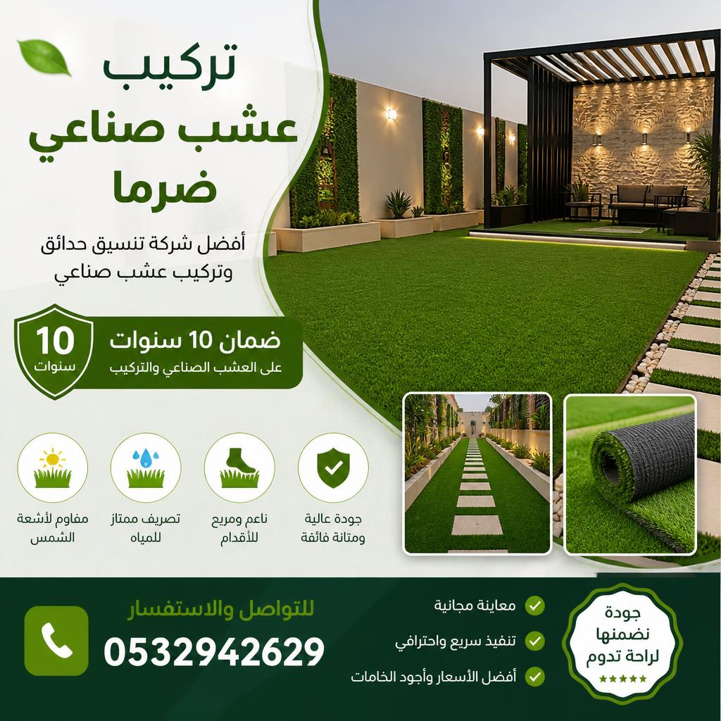تركيب عشب صناعي ضرما
