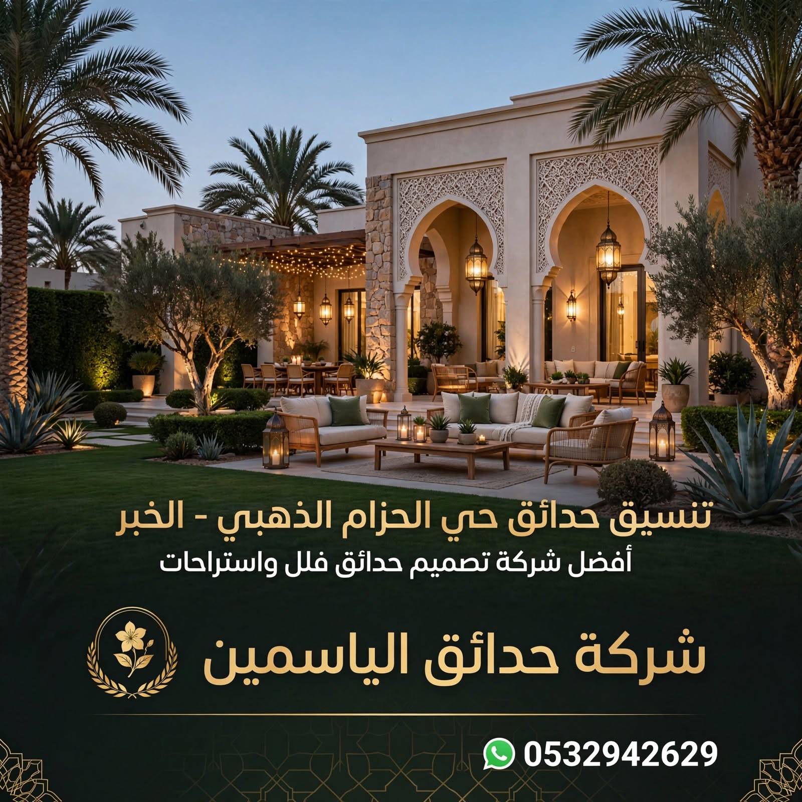 تنسيق حدائق حي الحزام الذهبي الخبر 0532942629 | أفضل شركة تصميم حدائق فلل واستراحات