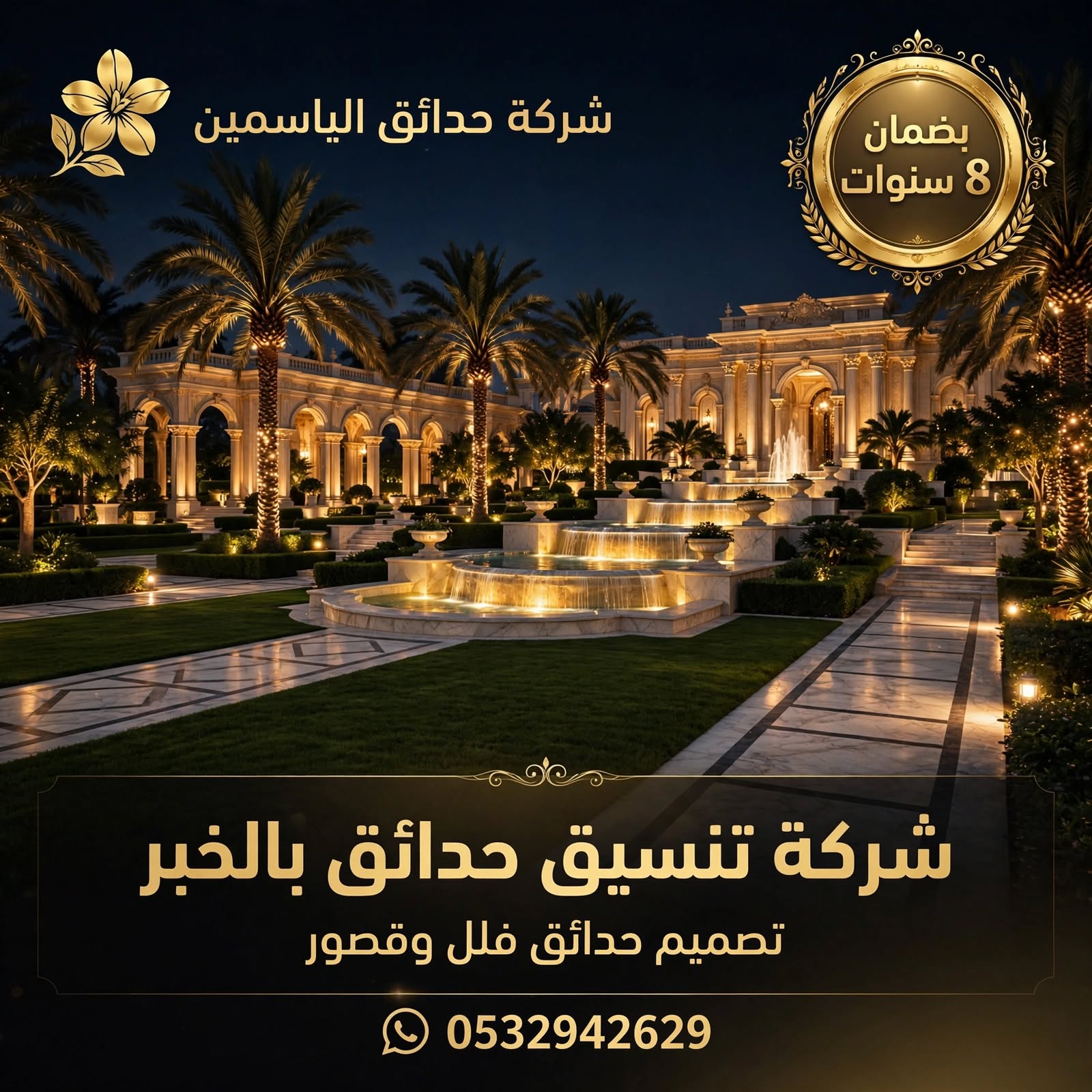 شركة تنسيق حدائق بالخبر 0532942629 | تصميم حدائق فلل وقصور بضمان 8 سنوات