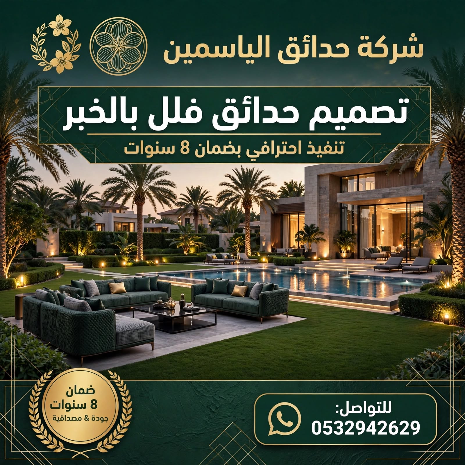 تصميم حدائق فلل بالخبر 0532942629 | مهندس حدائق فلل وقصور بتصميم 3D مجاني