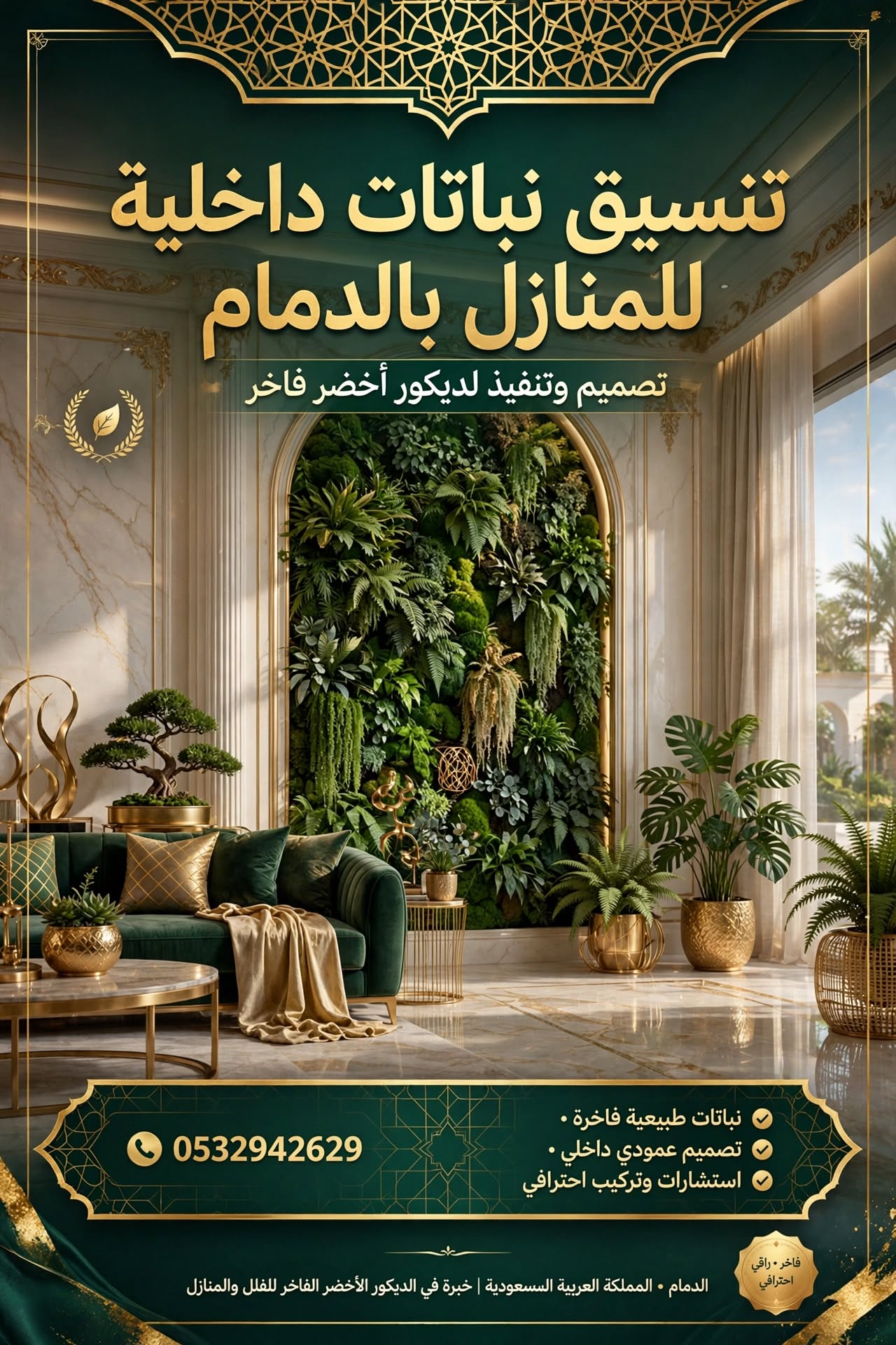 تنسيق نباتات داخلية للمنازل بالدمام 0532942629 | تصميم وتنفيذ لديكور أخضر فاخر