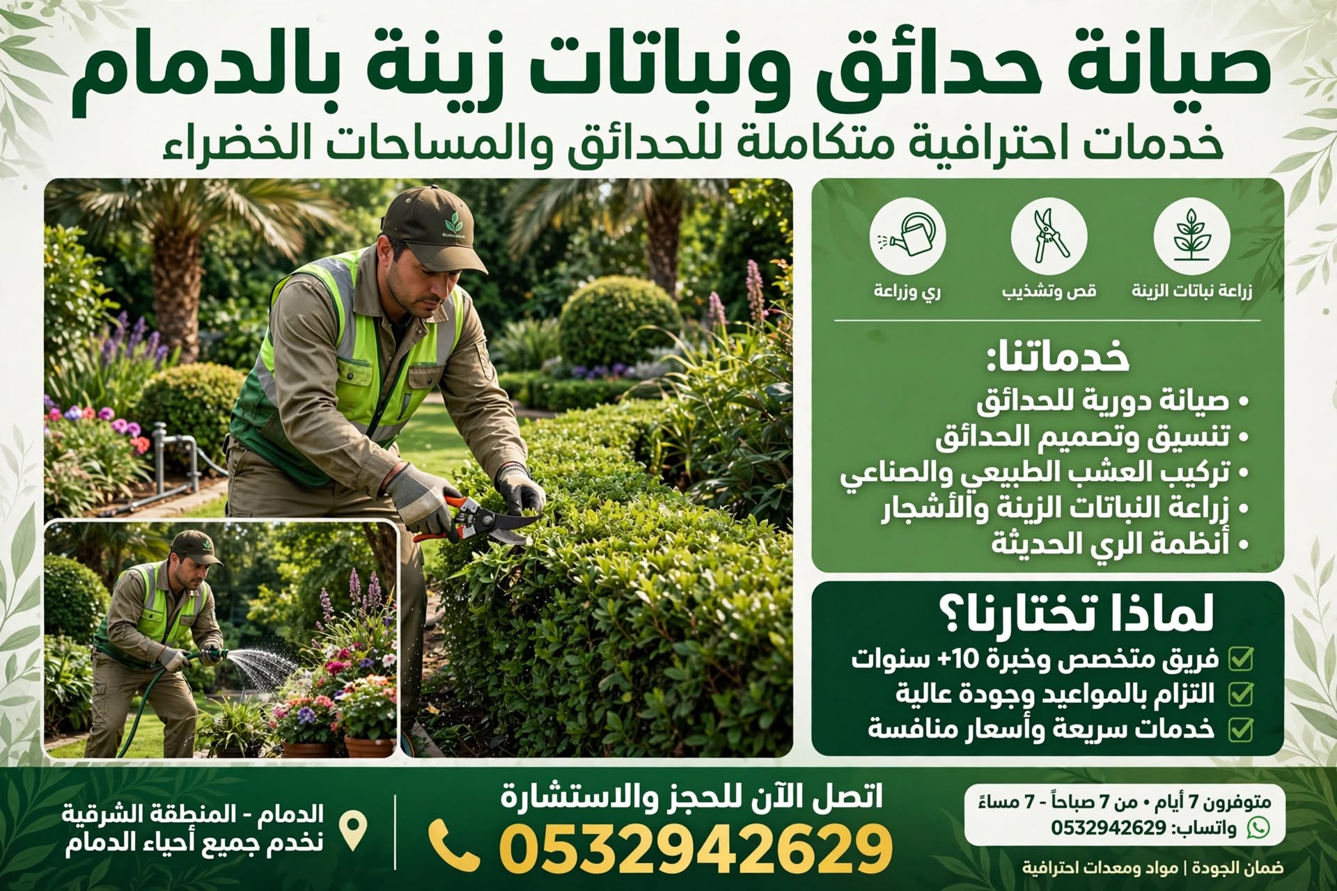 صيانة حدائق ونباتات زينة بالدمام 0532942629 | عقود صيانة شهرية وسنوية